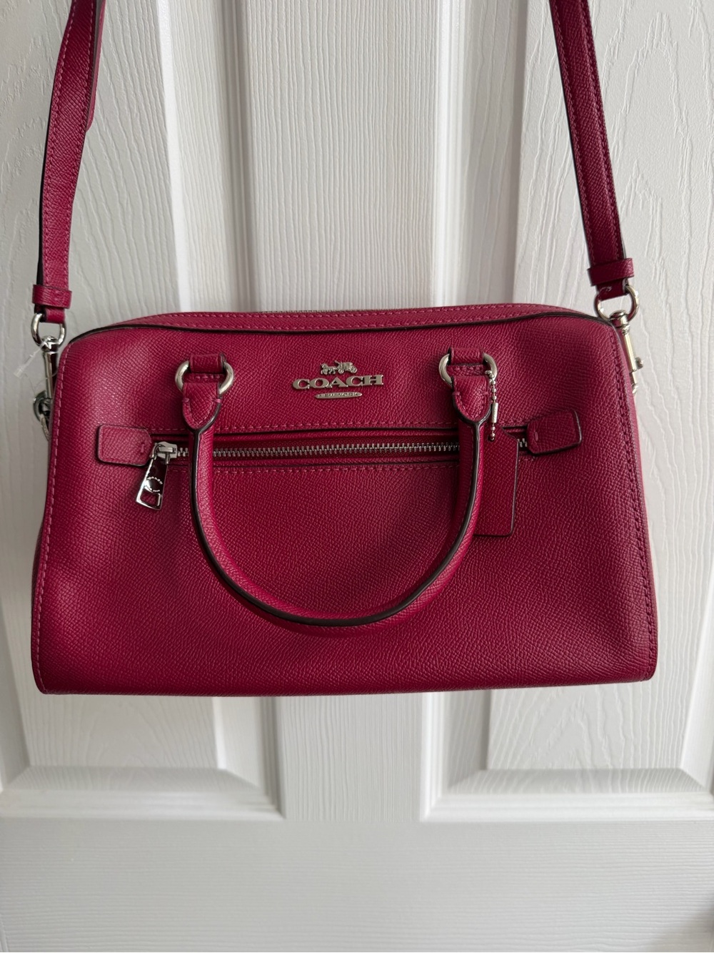 Coach Berry Pink Leather Satchel Crossbody Bag EUC - Picture 2 of 15